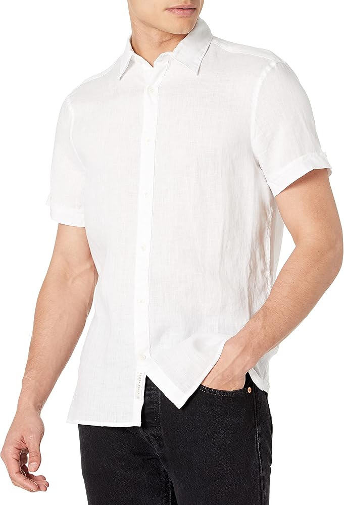 Perry Ellis Men's 100% Linen Short Sleeve Button-Down Shirt, Regular Fit (Sizes S-5X)