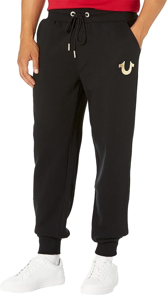 True Religion mens Metallic Horseshoe Jogger Sweatpants, Black, X-Large US