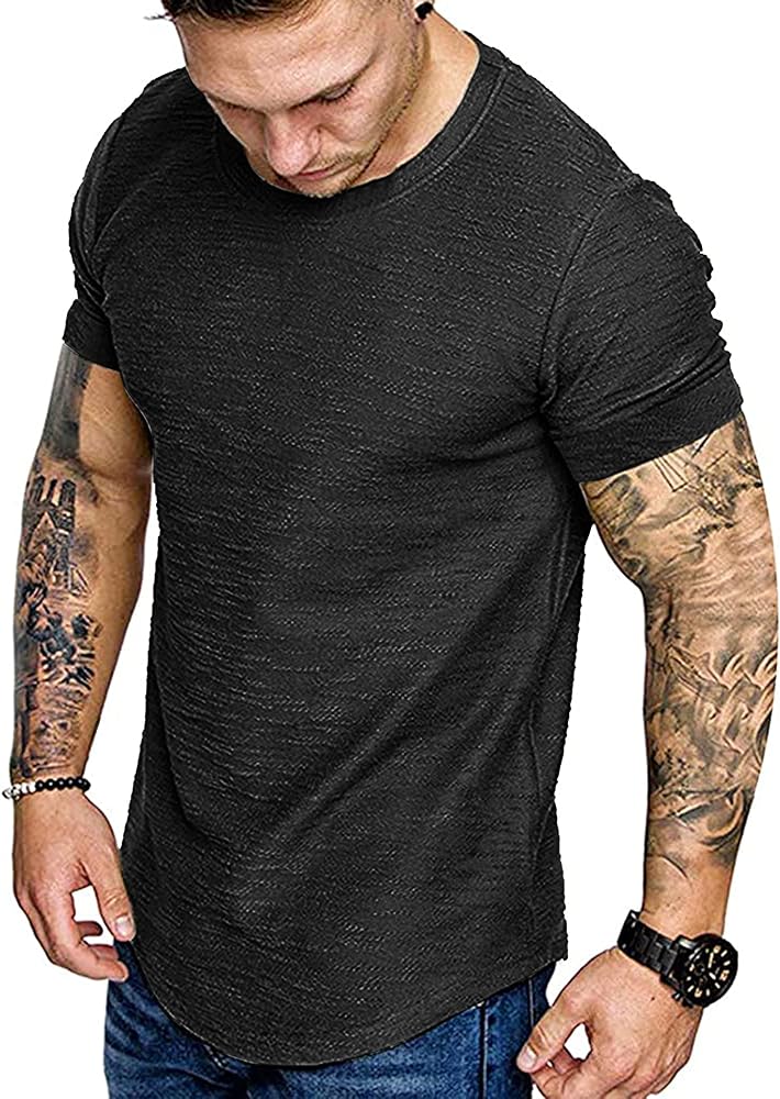 COOFANDY Men 2 Pack Muscle Workout T Shirt Gym Bodybuilding Short Sleeve Hipster Tee Top