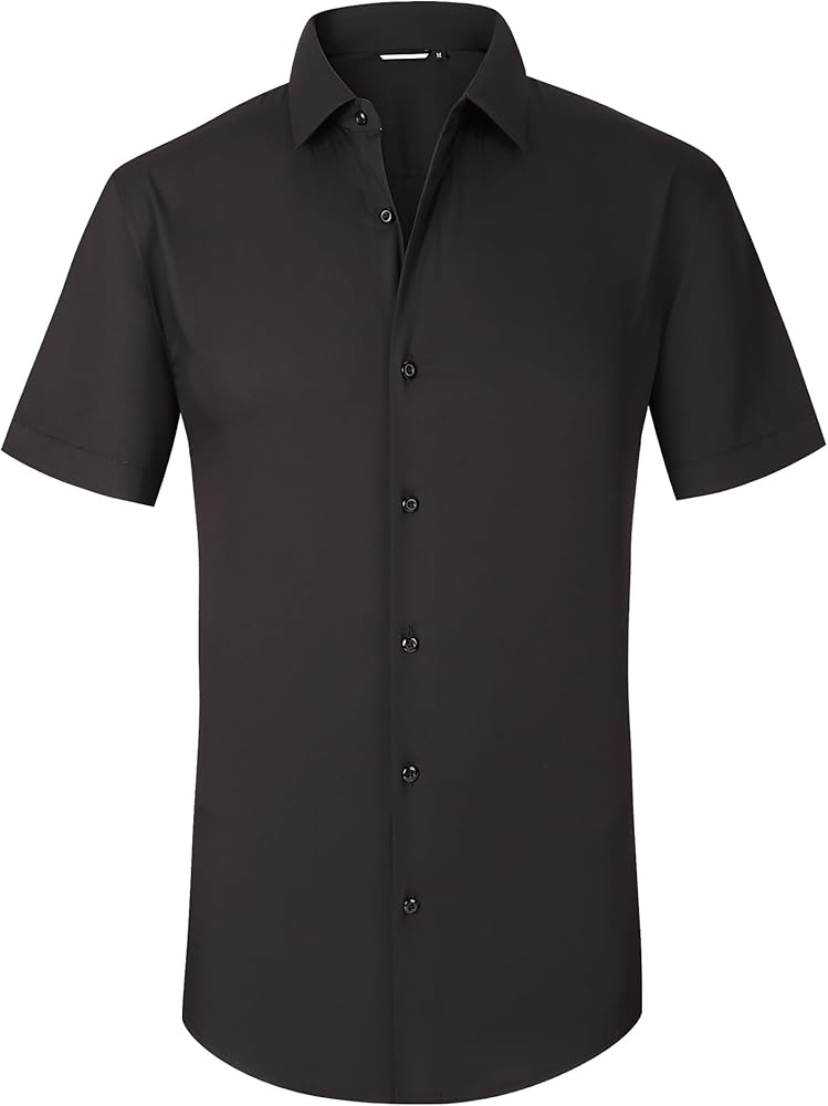 Alex Vando Mens Short Sleeve Dress Shirt Solid Rayon Button Down Shirt