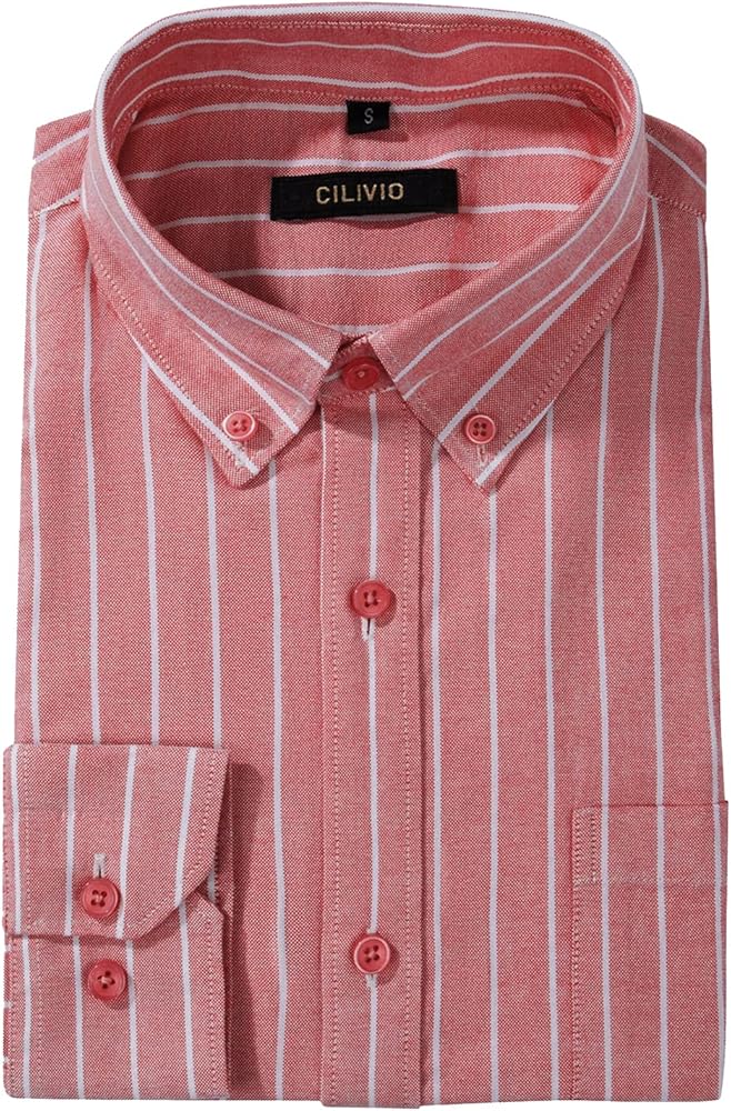 Men's 100% Cotton Oxford Dress Shirt Long Sleeve Rerular Fit Button-down Business Casual Shirt