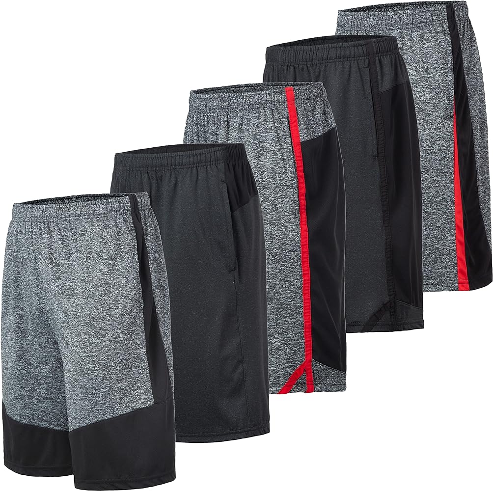 Athletic Shorts for Men - 5 Pack Pack Men's Activewear Quick Dry Basketball Shorts - Workout, Gym, Running