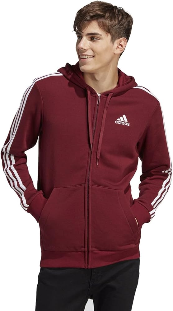 adidas Men's Essentials 3-stripes Fleece Full Zip Hoodie