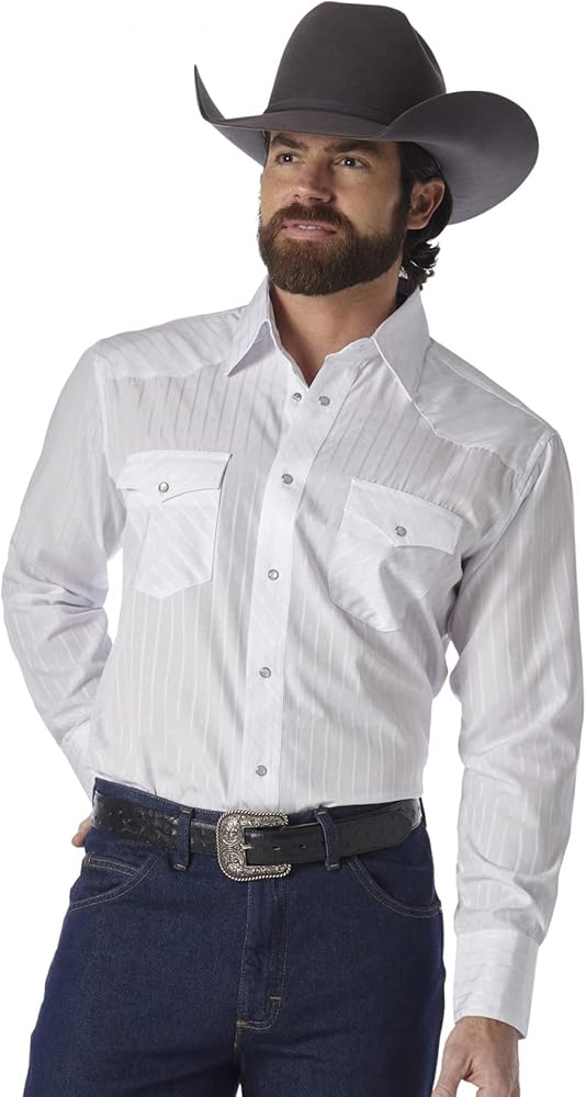 Wrangler Mens Sport Western Two Pocket Long Sleeve Snap Button Down Shirts