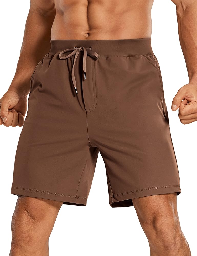 CRZ YOGA Men's Four-Way Stretch Workout Shorts - 7'' Soft Durable Casual Athletic Shorts with Pockets Gym Running Hiking