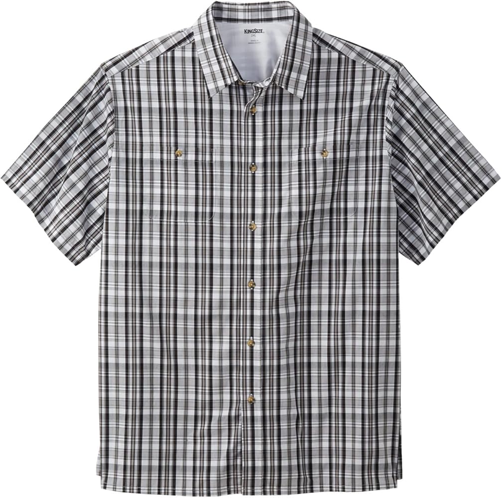 KingSize Men's Big & Tall Short-Sleeve Plaid Sport Shirt