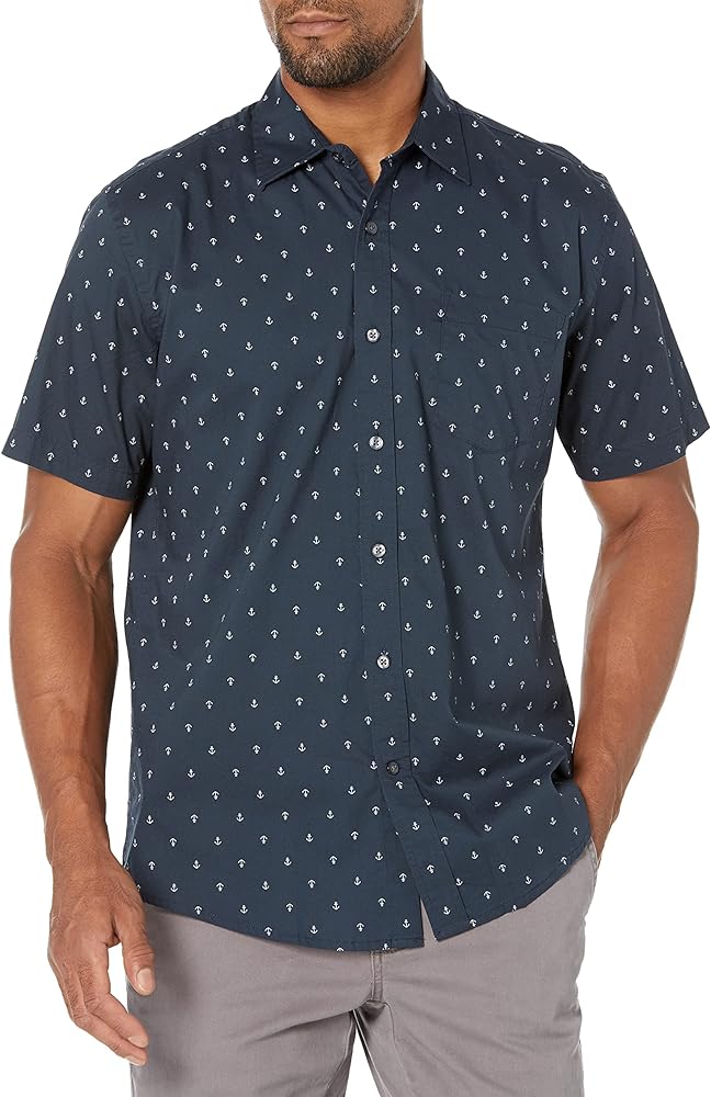 Amazon Essentials Men's Regular-Fit Short-Sleeve Print Shirt