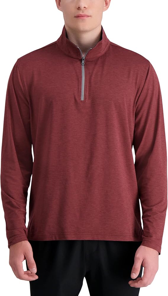 HAGGAR mens The Active Series Quarter Zip Heather Jersey