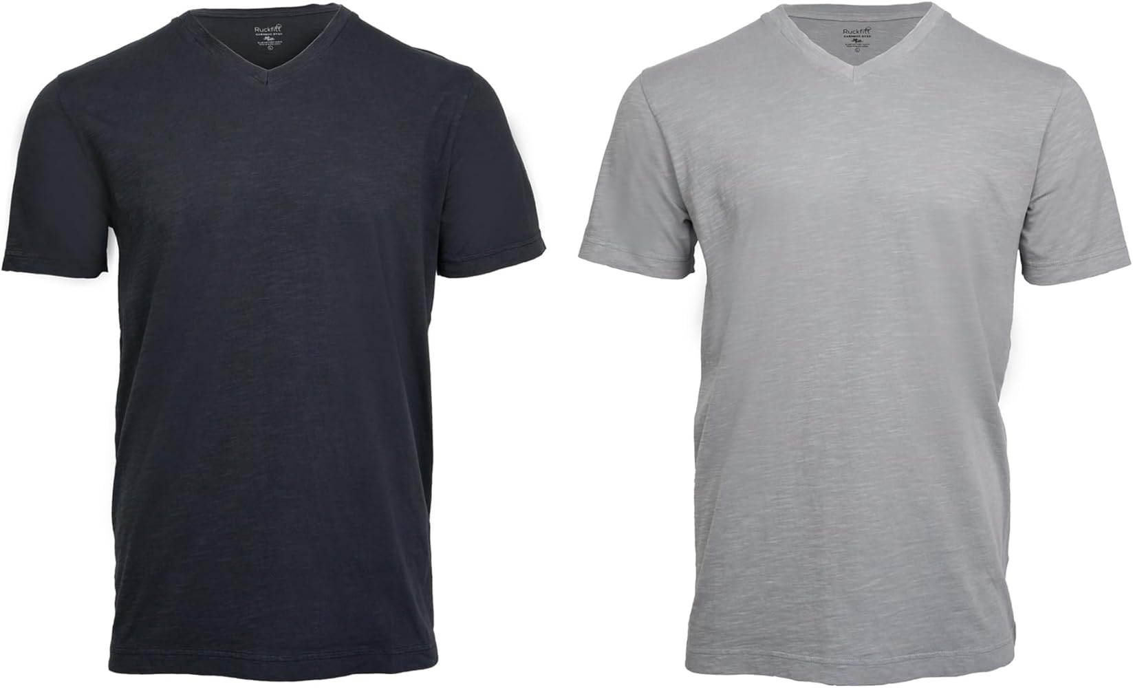 Garment-Dyed T-Shirt, 100% Slub Cotton V-Neck T-Shirt - Rich Color & Texture, 2 Pack