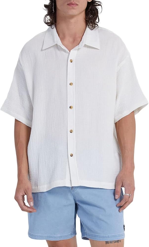 PacSun Men's Cream Boxy Button Down Shirt