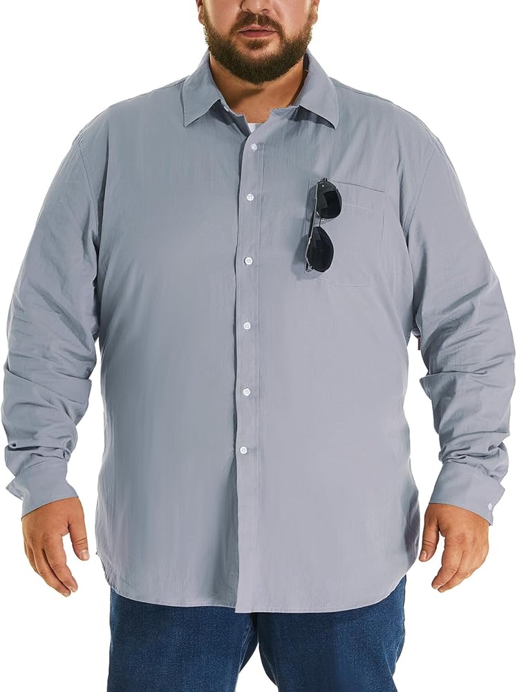 HOdo Big and Tall Mens Cotton Button Down Shirt 3XL-6XL