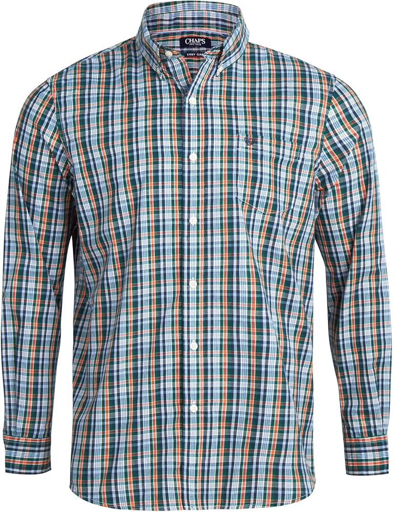 Chaps Men's Button Down Shirt - Long Sleeve Collared Shirt for Men: Wrinkle-Resistant, Sustainable (S-2XL)