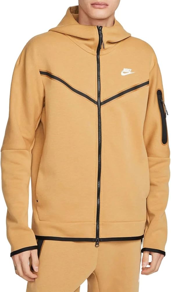 Nike Men's Sportswear Elemental Gold/Sail Tech Fleece Full-Zip Hoodie (CU4489 722)