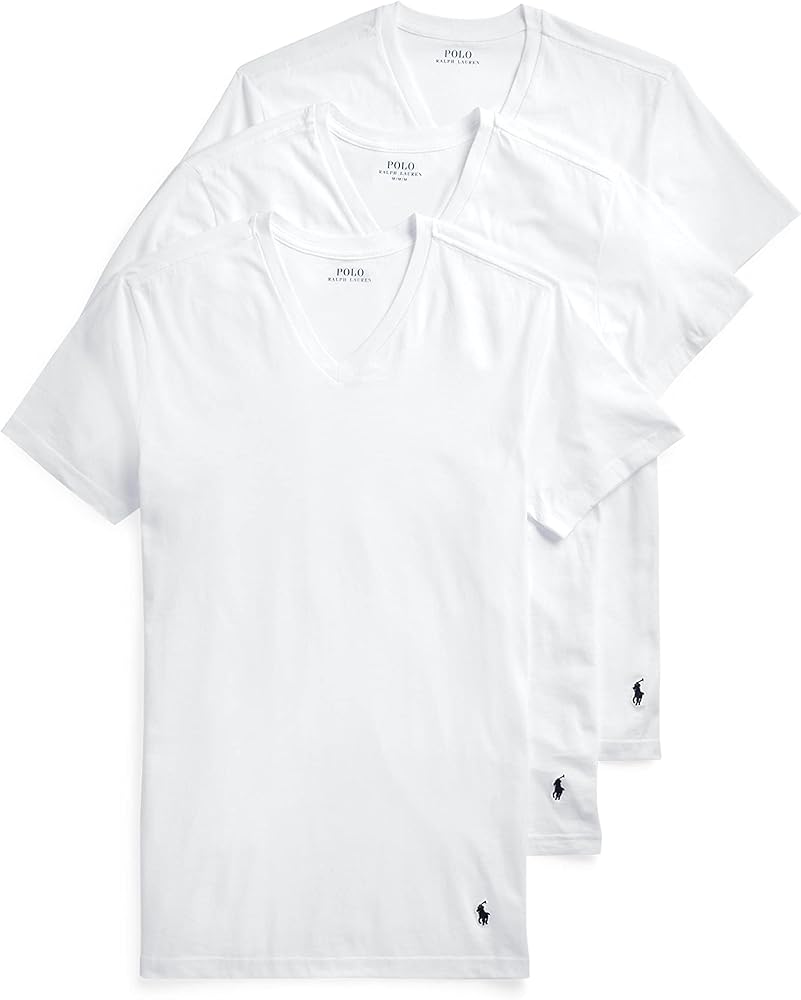 POLO RALPH LAUREN mens Slim Fit Cotton V-neck Undershirt 3-pack