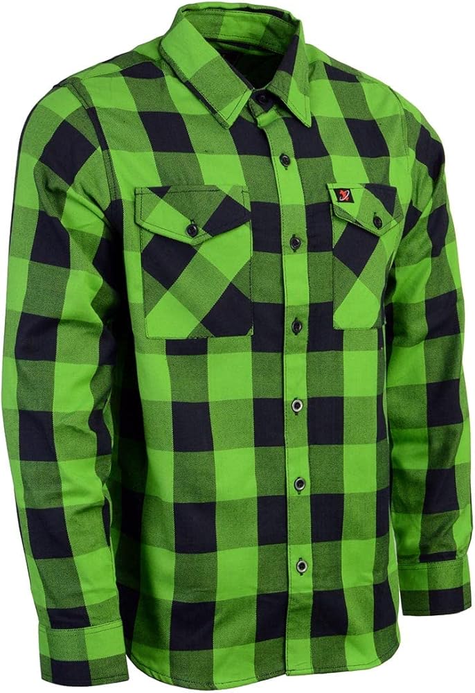 Milwaukee Leather Men’s Casual Flannel Plaid Long Sleeve Button Down Cotton Shirts MNG