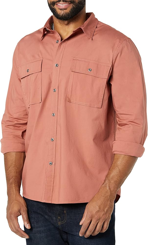 Amazon Essentials Men's Slim-Fit Long-Sleeve Two-Pocket Utility Shirt (Previously Goodthreads)