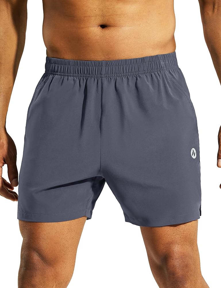 Men's 5’’ Athletic Running Shorts with Pockets, Lightweight Quick Dry Gym Workout Training No Liner Shorts