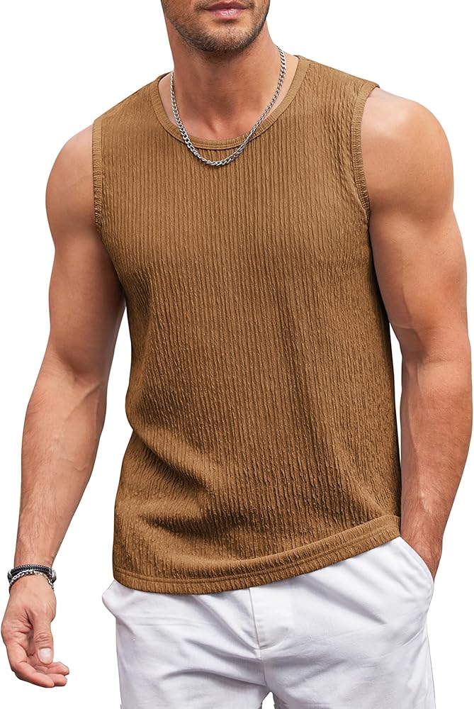 COOFANDY Men's Casual Tank Tops 2 Pack Knit Sleeveless Lightweight Tee Muscle Basic T Shirts