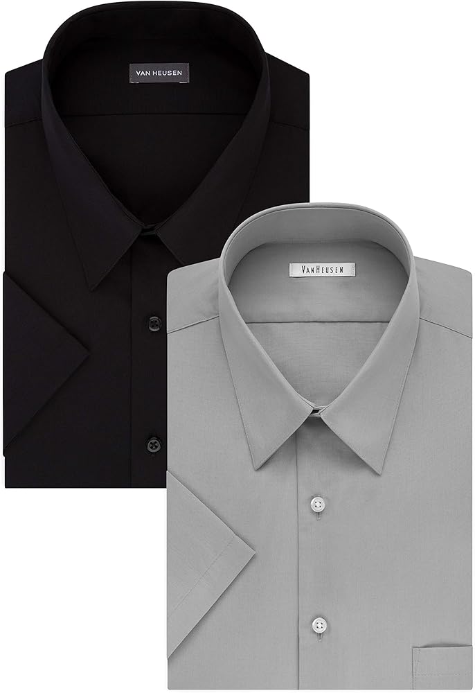 Van Heusen Men's BIG FIT Short Sleeve Dress Shirts Poplin Solid (Big and Tall)