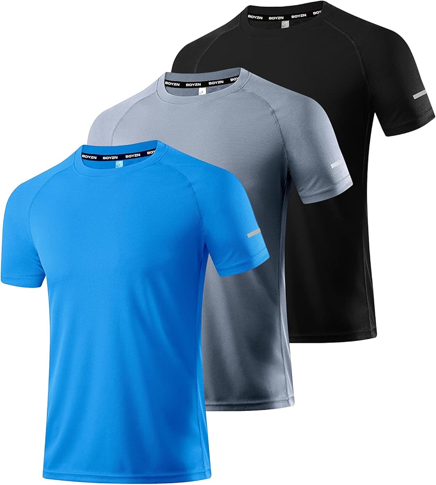 1 or 3 Pack Men's Workout Running Shirts, Dry Fit Moisture Wicking T-Shirts, Sports Gym Athletic Short Sleeve Shirts