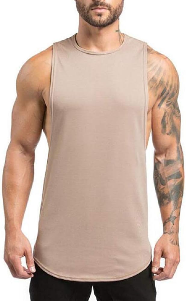 Men's Muscle Cut Off Tank Tops Bodybuilding Fitness Sleeveless Gym Shirts Workout Stringer Tee Shirt