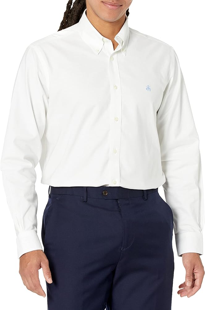 Brooks Brothers Men's Non-Iron Long Sleeve Button Down Stretch Oxford Sport Shirt, Solid