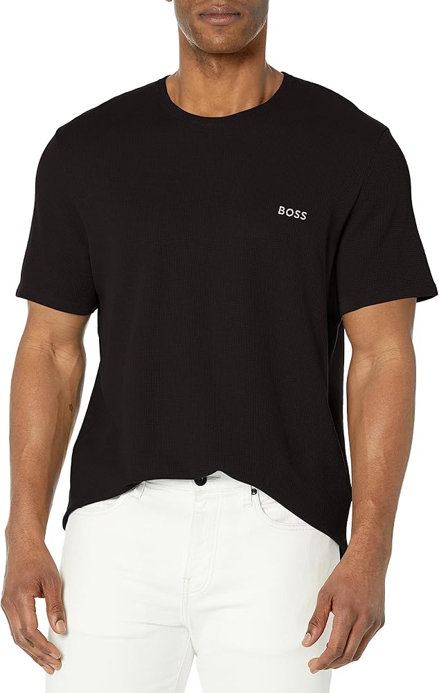 BOSS Men's Waffle Contrast Logo Short-Sleeve T-Shirt