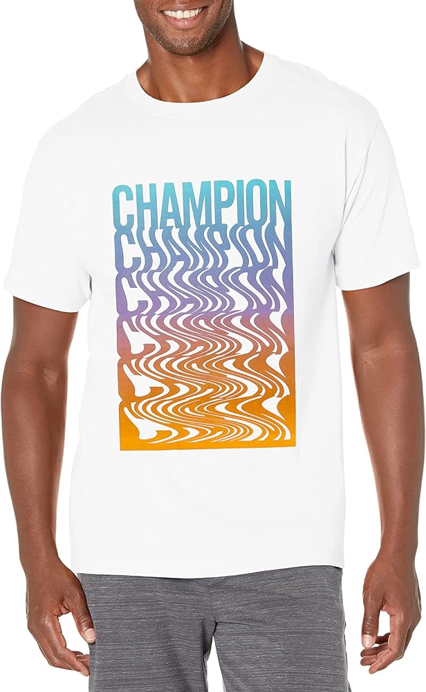 Champion mens Classic T Shirt, Melting Script