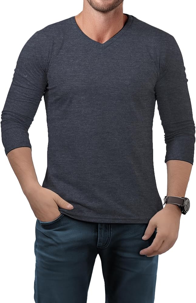 Long Sleeve Shirts for Men, V Neck Mens Long Sleeve Tee Shirts, V Neck T Shirts Men Multipack of Casual Shirts