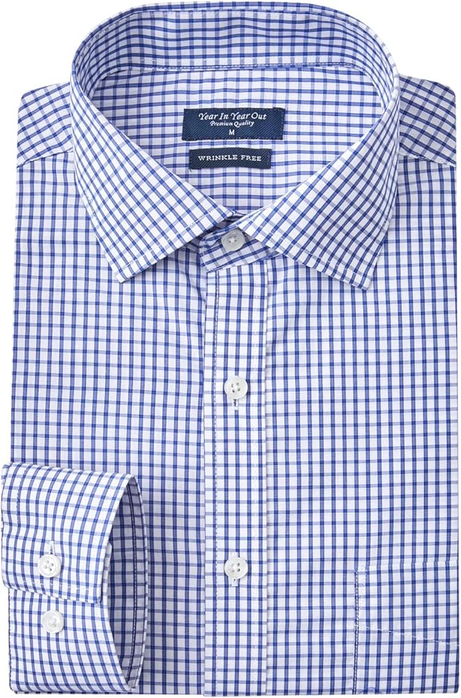 Year In Year Out Wrinkle Free Dress Shirt for Men Regular Fit Long Sleeve Wrinkle Resistant Shirt