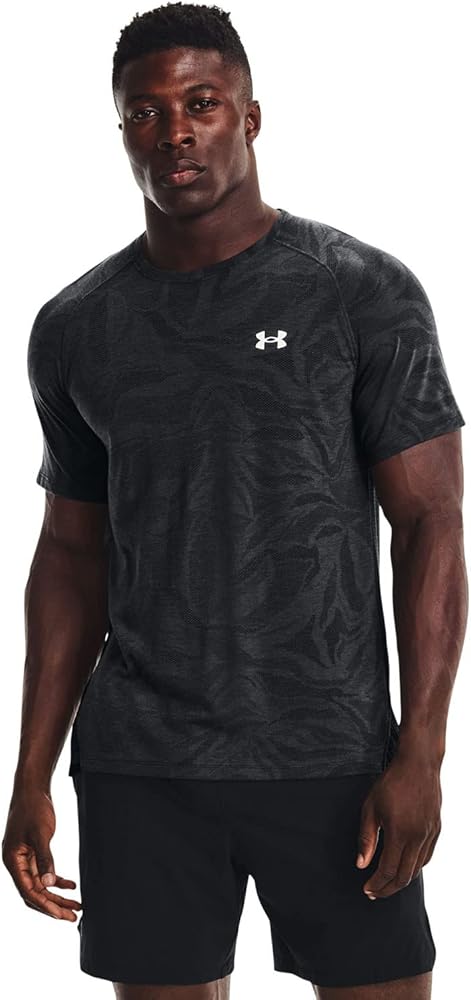 Under Armour - Mens Streaker Jacquard T-Shirt, Color Black/Black (001), Size: X-Large