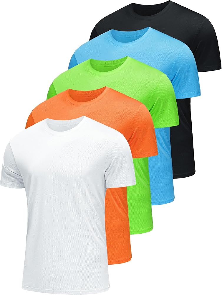 5 or 3 Pack Men's T-Shirts Dry Fit Gym Shirts Moisture Wicking Shirts for Men Workout Clothes Plain Tshirts