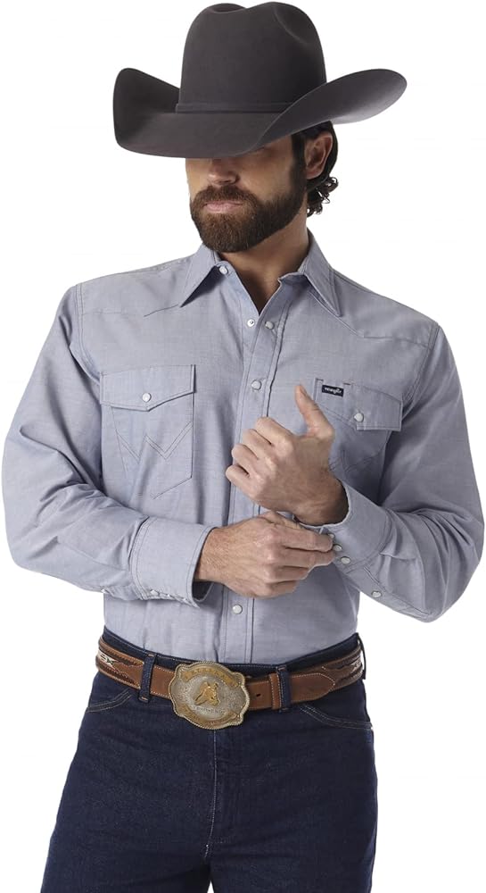 Wrangler Mens Western Long Sleeve Work Shirt