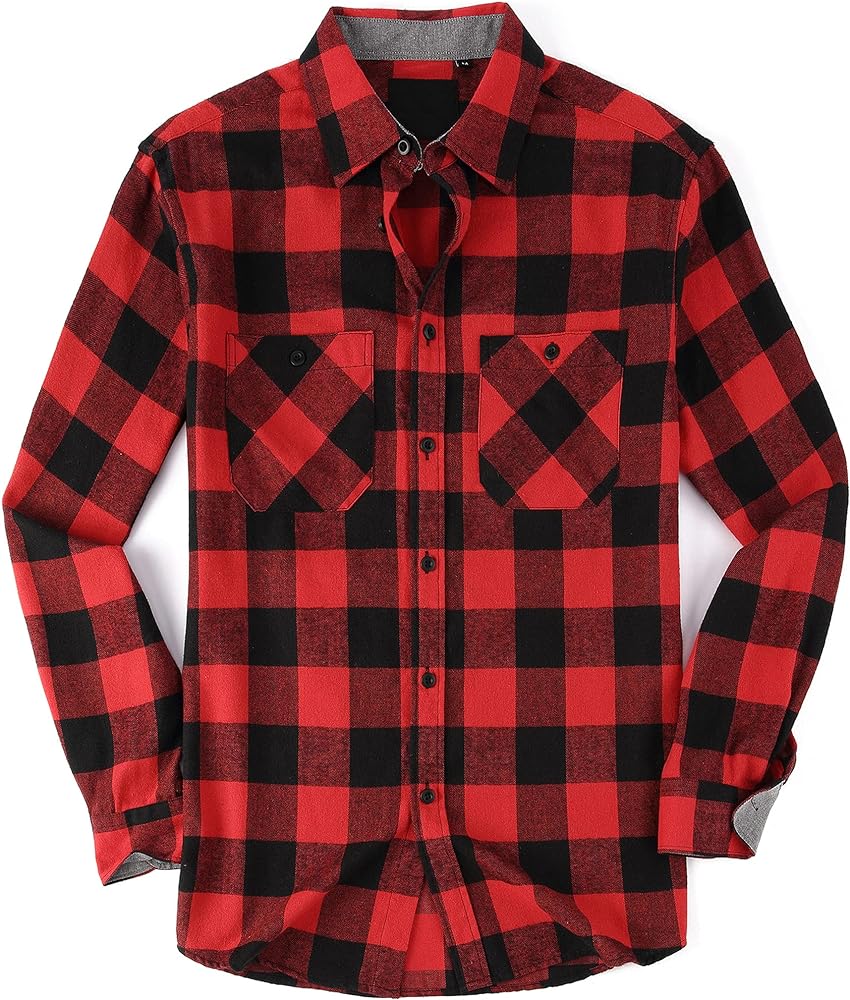 SAMERM Mens Button Down Shirts 4-Way Stretch Wrinkle Free Long Sleeve Print Plaid Business Dress Shirt