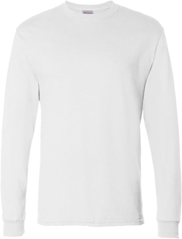 Hanes Men's Essentials Long Sleeve T-Shirt Pack, Crewneck Cotton Tees, 4-Pack