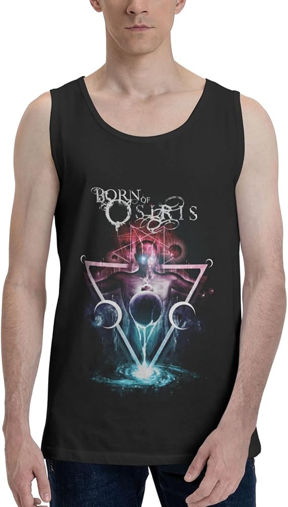 Born of Osiris Men's Tank Tops Classic Crew Neck Sleeveless Cotton Casual Sport T-Shirts Black