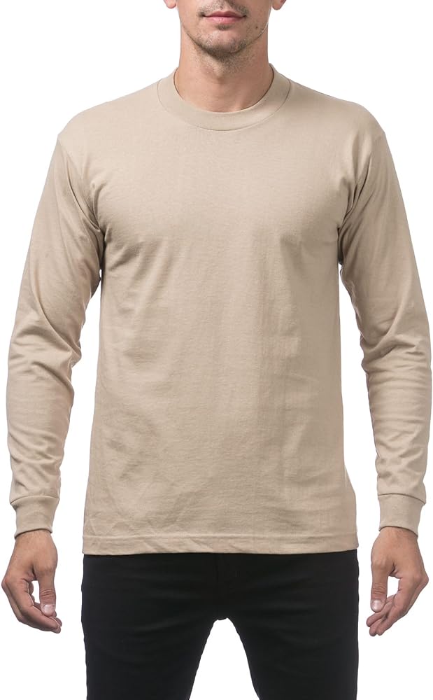 Pro Club Men's Heavyweight Cotton Long Sleeve Crew Neck T-Shirt