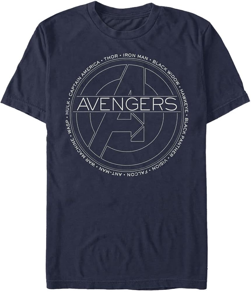 Marvel Big Classic Avengers Names Men's Tops Short Sleeve Tee Shirt, Navy Blue Heather, 4X-Large Tall