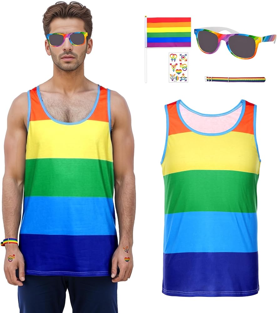 Gay Pride Shirt Men Funny Sleeveless Rainbow Love Graphic T-Shirt Tee Casual Short Sleeve Tops