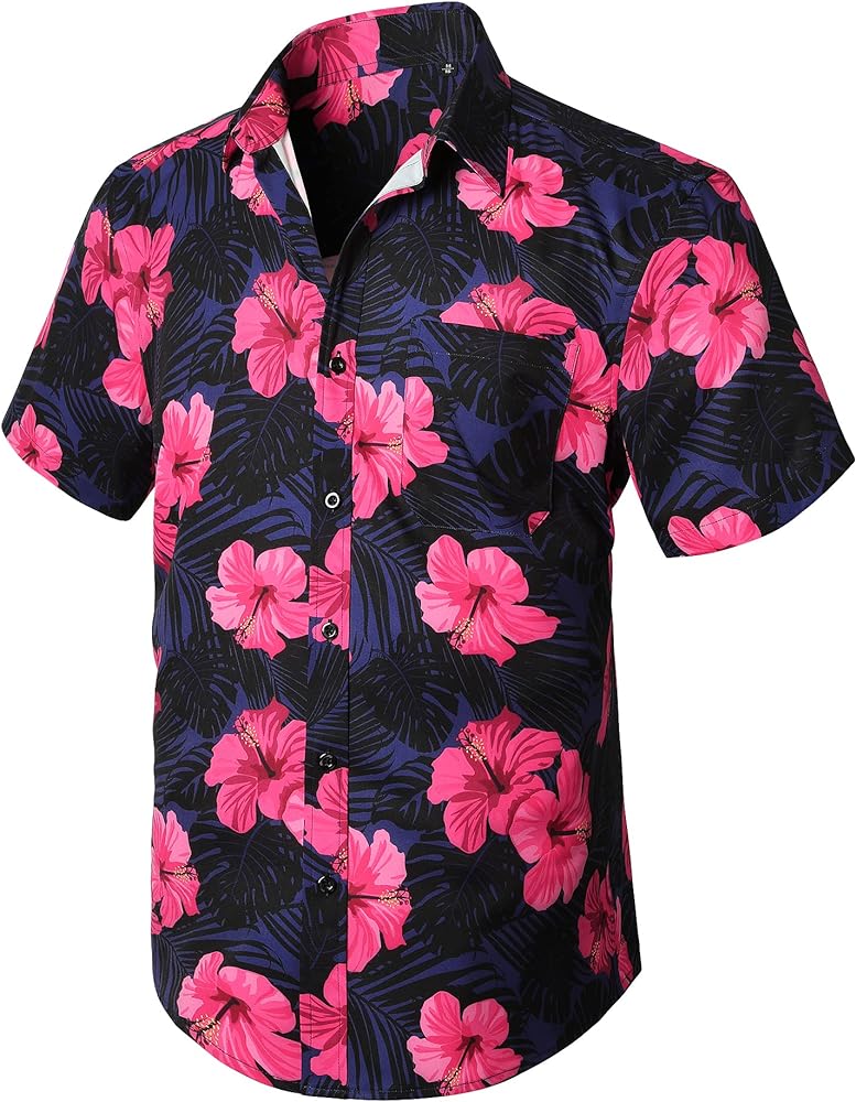 Men's Hawaiian Shirts Short Sleeve Casual Floral Button Down Tropical Shirt Summer Holiday Beach Aloha Hawaii Shirt