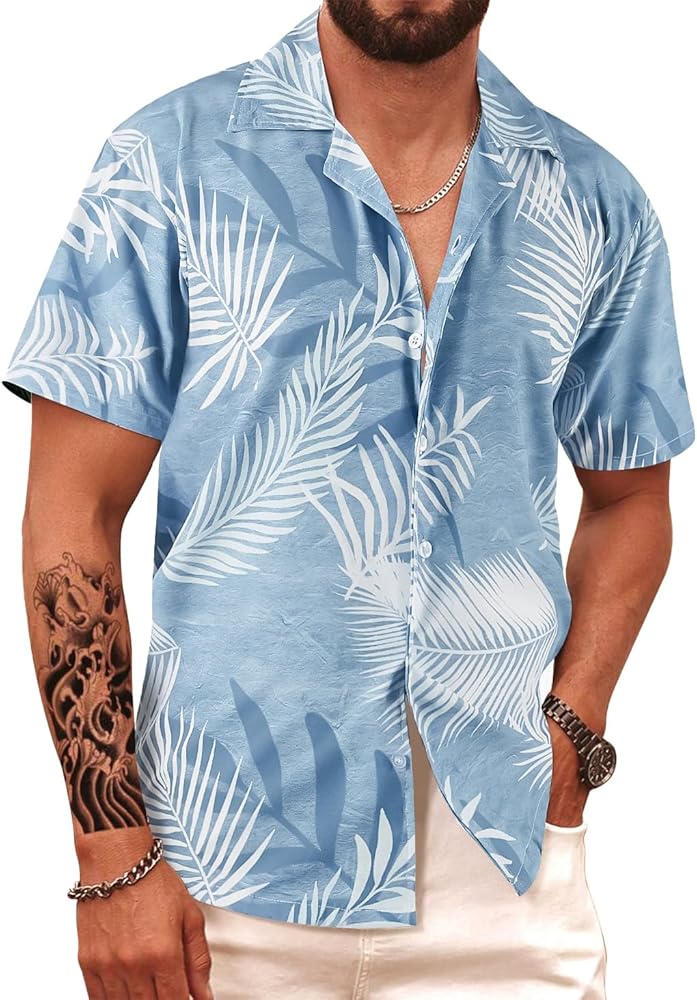 APTRO Men's Hawaiian Shirt Short Sleeve Summer Beach Tropical Button Down Shirt