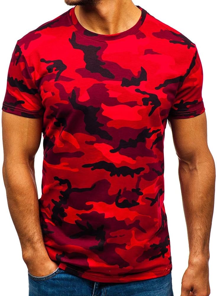 Vintage Camo T-Shirts Mens Military T-Shirt Comfort Cotton Short Sleeve Crew Neck Camouflage T-Shirt Sports Fitness Tee Tops