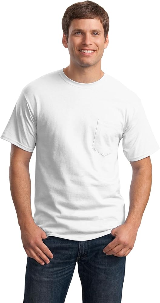 Hanes Tagless Men`s Pocket T-Shirt White