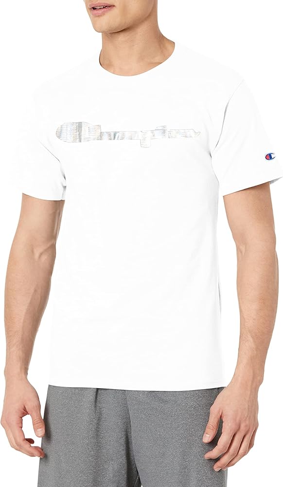 Champion mens Classic T Shirt, Quick Script Foil