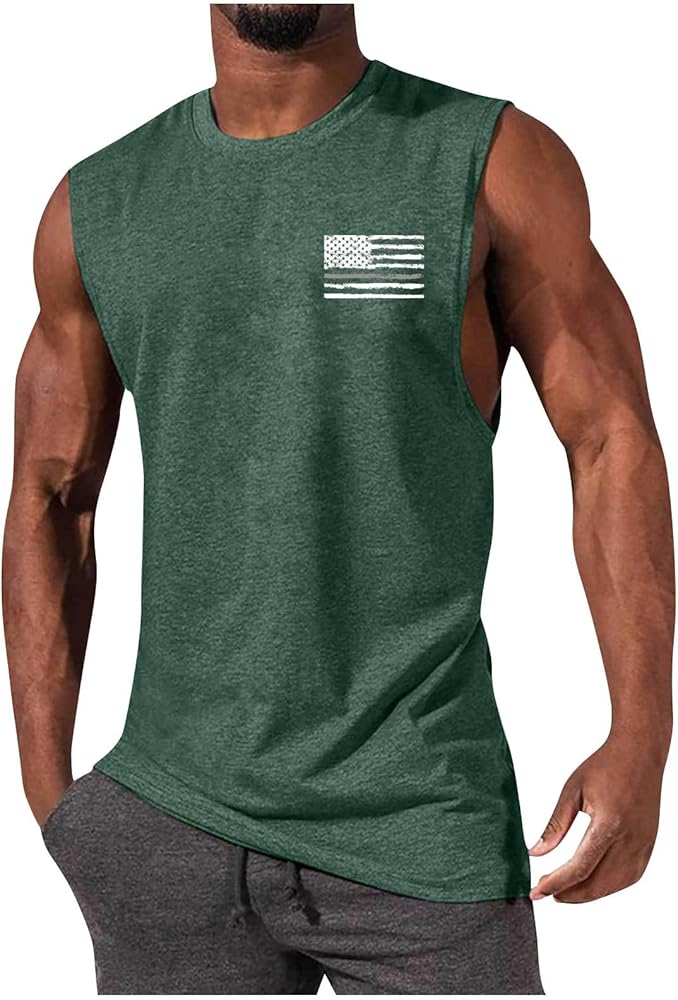 Patriotic Tanks for Men 2024 Funny American Flag Tank Tops Workout Sport Hawaiian Beach Casual Outfits