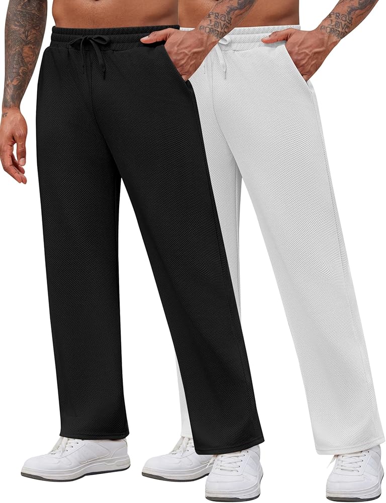 COOFANDY Men's Casual Sweatpants Elastic Waist Drawstring Lounge Pants Straight Leg Trousers with Pockets