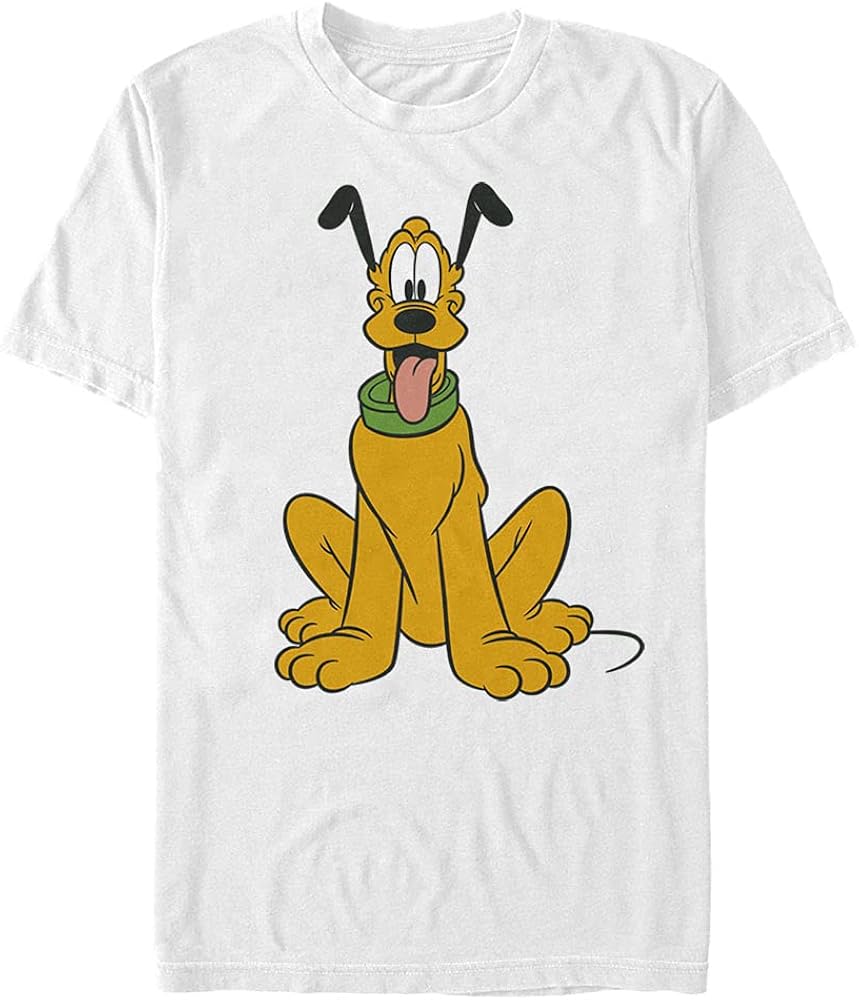 Disney Men's Characters Traditional Pluto T-Shirt, White, Medium