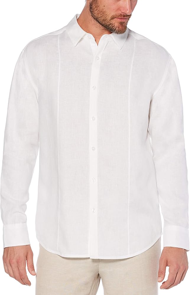 Cubavera Men's Long Sleeve 100% Linen Essential Shirt with Pintuck Detail