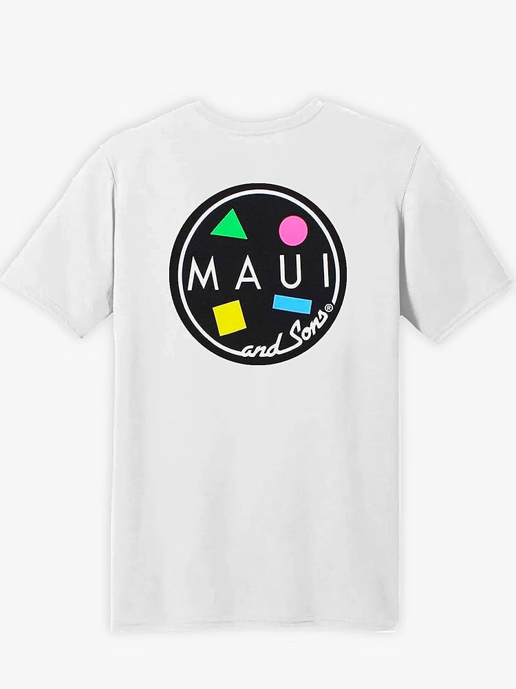 Maui & Sons Men's T-Shirt, Classic Cookie Logo Design - Crewneck Short Sleeve T Shirts for Men, Surfing Lifestyle Clothing