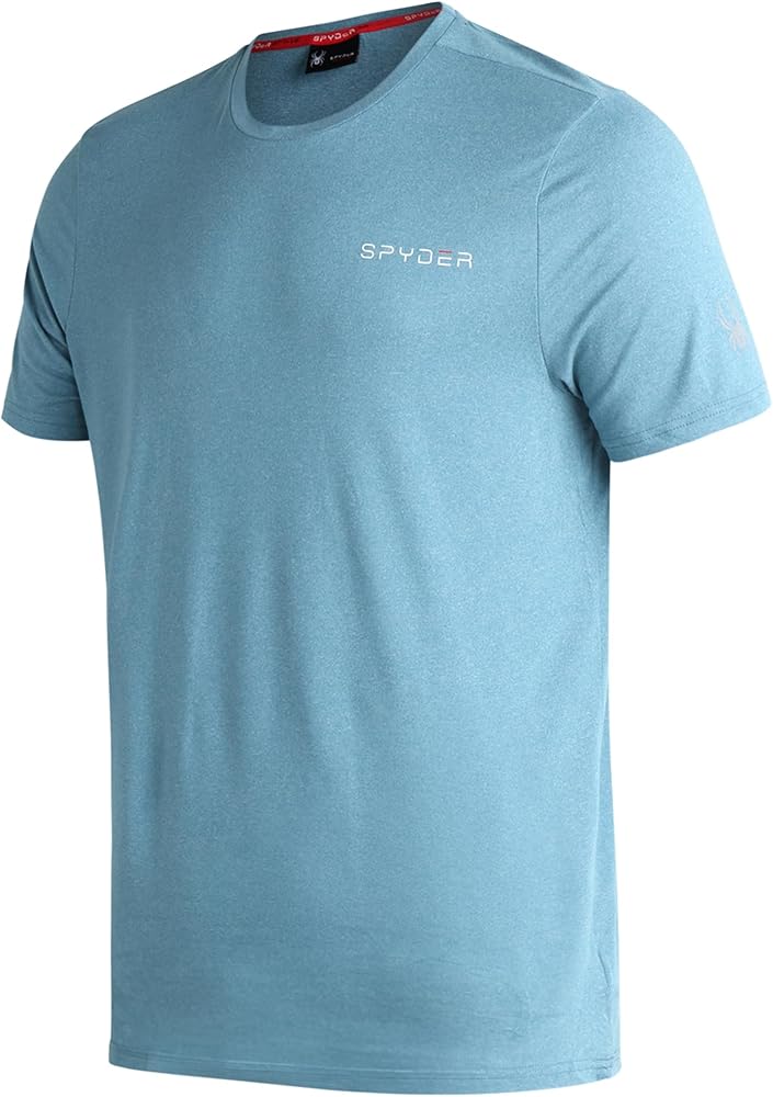 Spyder Men's Active Shirt - Fitted Short Sleeve Crewneck Performance Training Shirt - Dry Fit Workout Shirt for Men (S-XL)